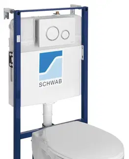 Záchody SAPHO - Závesné WC TAURUS s podomietkovou nádržkou a tlačidlom Schwab, biela LC1582-SET5