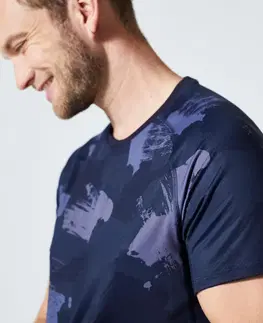 fitnes Pánske tričko 120 na fitnes priedušné s okrúhlym výstrihom modré