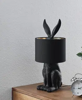 Stolové lampy Lindby Lindby Lorentina stolová lampa, zajac, čierna