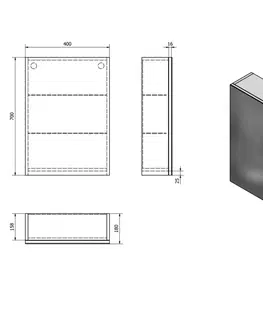 Kúpeľňový nábytok AQUALINE - VEGA galérka 40x70x18cm, biela VG040