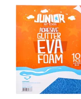 Kreatívne a výtvarné hračky JUNIOR-ST - Dekoračná pena A4 EVA Glitter modrá samolepiaca  2,0 mm, sada 10 ks