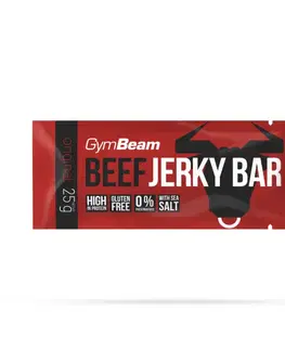 Sušené mäso GymBeam Beef Jerky Bar 25 x 25 g korenistá príchuť