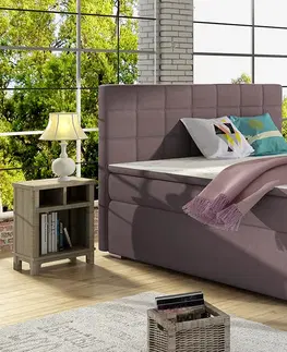 Postele NABBI Anzia 160 čalúnená manželská posteľ s úložným priestorom fialová