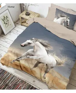 Obliečky Kvalitex Bavlnené obliečky Kôň 3D, 140 x 200 cm, 70 x 90 cm
