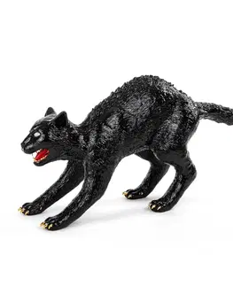 Vnútorné dekoratívne svietidlá SELETTI Stolová LED lampa Cujo The Cat, čierna