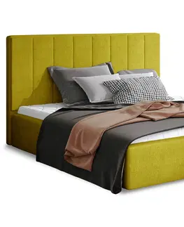 Postele NABBI Ante UP 140 čalúnená manželská posteľ s roštom žltá