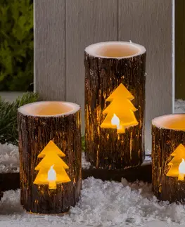 Drobné dekorácie a doplnky 3 LED sviečky v drevenom vzhľade