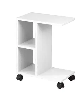 Konferenčné stolíky KONDELA Abbas New príručný stolík na kolieskach biela