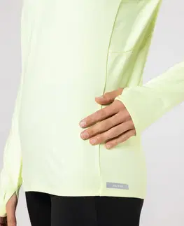 mikiny Dámske hrejivé bežecké tričko s dlhým rukávom Zip warm žlté