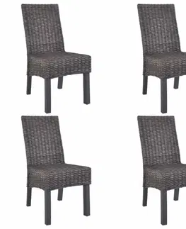 Jedálenské stoličky a kreslá Jedálenská stolička 4 ks ratan / mangovník Dekorhome Hnedá