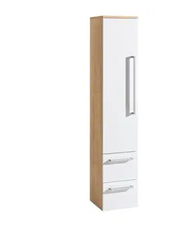 Kúpeľňový nábytok MEREO - Bino, kúpeľňová skrinka vysoká 163 cm, ľava, biela/dub CN677