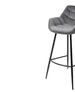 Barové stoličky LuxD Dizajnová barová stolička Kiara sivý zamat