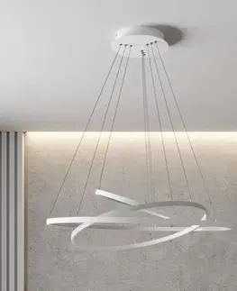 Závesné svietidlá Lucande LED závesná lampa Ezana s tromi kruhmi, biela