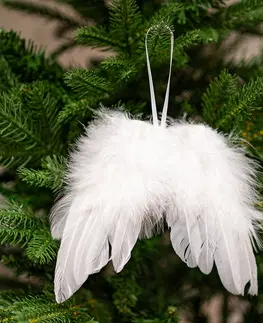 Vianočné dekorácie Anjelské krídla z peria 18 x 16 cm biela, sada 12 ks