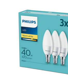 LED osvetlenie Philips Sada 3x LED Žiarovka Philips E14/5,5W/230V 2700K 