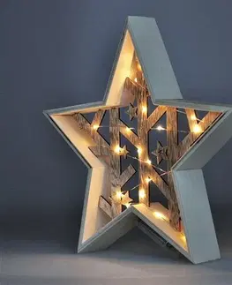 Vianočné dekorácie Solight LED vianočná hviezda, prírodné drevo 2 x AA, teplá biela