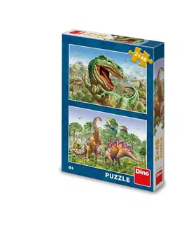 Hračky puzzle DINO - Súboj dinosaurov 2X48 puzzle