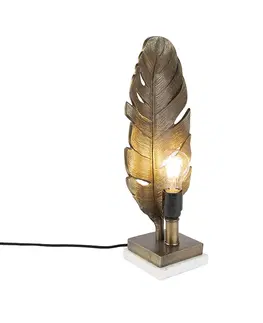 Stolove lampy Stolná lampa v štýle art deco bronzová s mramorovou základňou - Leaf