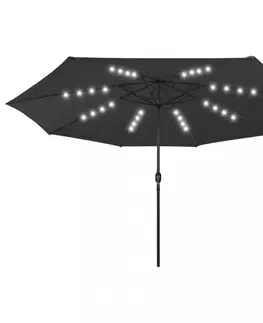 Slnečníky Záhradný slnečník s LED svetlami Ø 400 cm Dekorhome Čierna