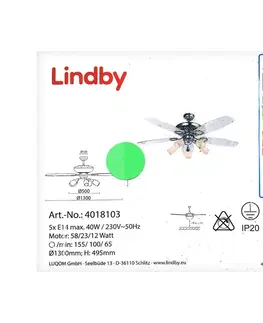 Ventilátory Lindby Lindby - Stropný látor so svetlom CEDRIK 5xE14/40W/230V 