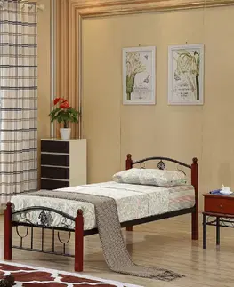 Postele Kovová posteľ s roštom, 90x200, MAGENTA