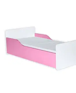 Jednolôžkové postele Posteľ Bb08  S matracom biely+Ružová