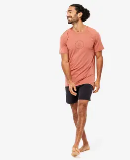 fitnes Pánske tričko na jemnú jogu krátky rukáv z prírodných materiálov terakota
