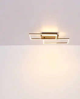 Stropné svietidlá Globo Stropné svietidlo Colli LED, šírka 52 cm, tmavé drevo, drevo