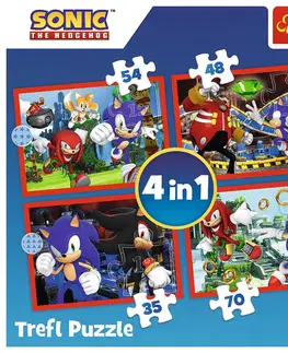 Hračky puzzle TREFL - Puzzle 4v1 - Sonicove dobrodružstvá / SEGA Sonic The Hedgehog