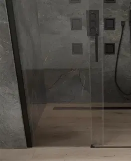 Sprchovacie kúty MEXEN - Omega posuvné sprchové dvere 130, transparent, čierna so sadou pre niku 825-130-000-70-00