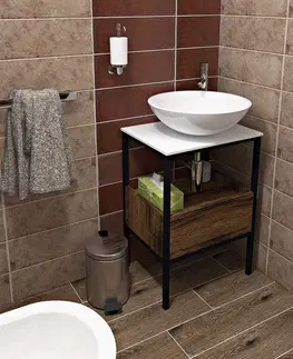 Kúpeľňa SAPHO - SKARA umývadlová skrinka 47x71,5x36cm, čierna mat/dub Collingwood CG001-1919