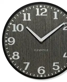 Hodiny Drevené nástenné hodiny Elegante Flex z227-1d1a-0-x sivé, 30 cm
