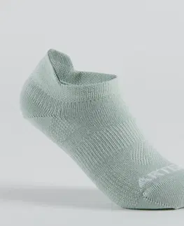 bedminton Detské nízke ponožky na tenis RS 160 3 páry zelené, biele a béžové