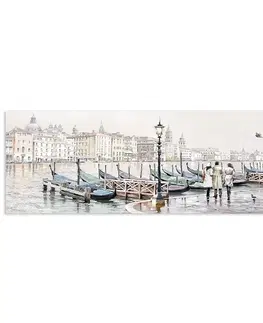 Dekorácie a bytové doplnky Obraz na stenu  Watercolor 45x140 ST403 Venezia Gondole