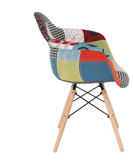 Stoličky Kreslo, látka patchwork/buk, TOBO 3  NEW