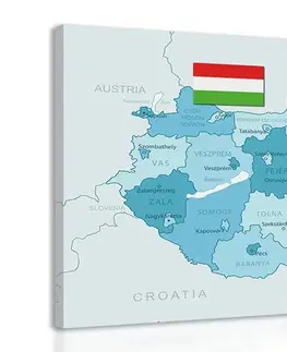 Obrazy mapy Obraz elegantná modrá mapa Maďarska
