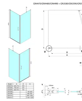 Sprchovacie kúty GELCO - LORO bočná stena 1200 mm, číre sklo GN3512