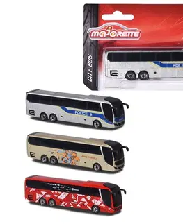 Hračky - dopravné stroje a traktory MAJORETTE - Man City Autobus Kovový, 6 Druhov