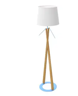 Stojacie lampy Aluminor Lampa Zazou LS textilné tienidlo modrý podstavec