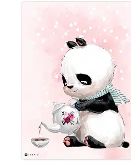 Obrazy do detskej izby Obraz s pandou v ružovom