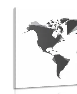 Obrazy mapy Obraz abstraktná mapa sveta v čiernobielom prevedení