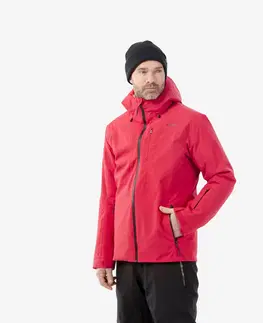bundy a vesty Pánska hrejivá lyžiarska bunda 500 červená