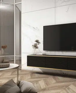 TV stolíky ORLANDO luxusná TV skrinka 175, MDF čierna
