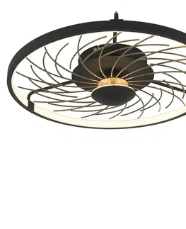 Stropne svietidla Dizajnové stropné svietidlo čierne so zlatým 3-stupňovým stmievateľným - Spaak