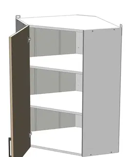 Kuchynské skrinky horná vysoká rohová skrinka š.60, v.92, Modena WC606092, grafit / biely mat