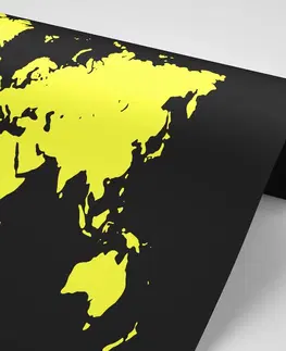 Tapety mapy Tapeta žltá mapa na čiernom pozadí