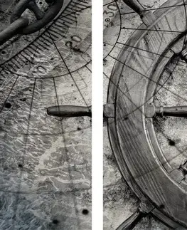 Obrazy zátišie 5-dielny obraz námornícke kormidlo