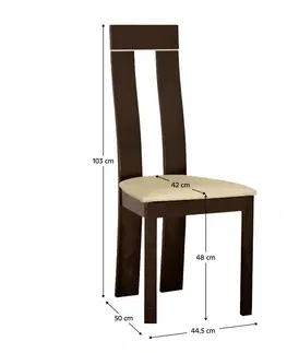 Stoličky Drevená stolička, wenge/látka béžová magnólia, DESI NEW