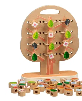 Drevené hračky LUCY & LEO - 323 Strom - drevený šnurovací a prevliekací set