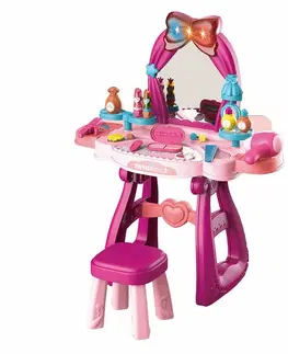 Drevené hračky Baby Mix Detský toaletný stolík so stoličkou ružová, 57 x 29 x 69,5 cm